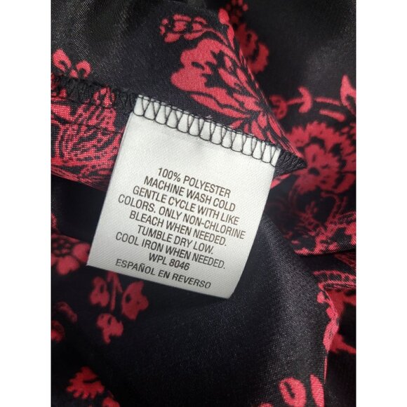 MORGAN TAYLOR Intimates Black Red Floral Nightgown Slip Dress Whimsigoth SZ M - Picture 9 of 10